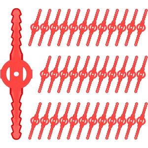 Honoson 36 Pieces String Weed Trimmer Head Blade Replacement Plastic Cutter Weed Mover Blade Lawn Mower Accessories for Cordless Grass Trimmer Garden (Red)