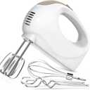 5-Speed Electric Hand Mixer with Whisk, Traditional Beaters, 120 Watts,Portable & Lightweight, Blending or Cooking, Brown