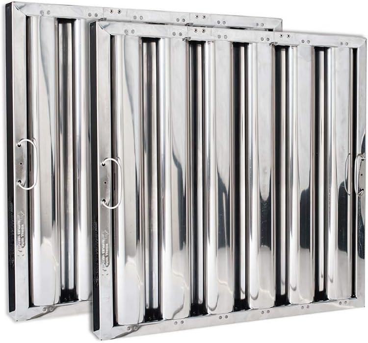 Kleen-Gard Stainless Steel Commercial Kitchen Hood Filter, Range Hood Baffle Grease Filter for Restaurant Kitchen Exhaust Hoods, 20H x 16W | Actual Size: 19.5H x 15.5W x 1.88D inches | (Pack of 2)