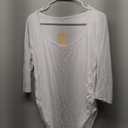 Maternity Bodysuit Scoop Neck 3/4 Sleeve Basic Maternity Shirt for Photoshoot (X-Large, White(see Through))