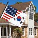 23 FT Korea America Friendship Flag,Medium 6090CM 150D Korean USA Outdoor Banner,Double Side Printing American Decor For Patio Garden With Brass Gromment