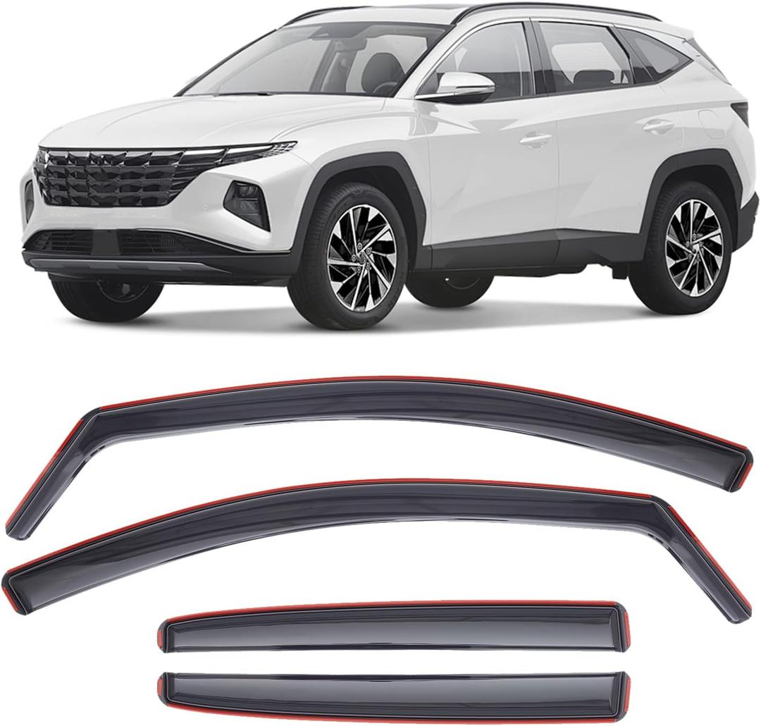DORENA in-Channel Rain Guards Window Visors Fit for Hyundai Tucson 2022-2026 (Gas Models Only, Not for Hybrid & HEV) Window Deflectors Vent Deflector Vent Window Visors Car Accessories 4pcs