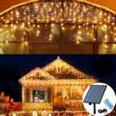 Solar Christmas Lights Outdoor Waterproof Christmas Decorations Curtain Lights 320LED 29.5ft 60 Drops, Solar Powered Rechargeable Fairy Lights for Party, Wedding, Home Decorations(WarmWhite)