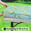 Smiry Square Table Cloth Cover, Waterproof Elastic Fitted Picnic Tablecloth, Wipeable Flannel Backed Vinyl Tablecloths for Camping, Dining, Outdoor (Blue & Yellow, 36" x 36")