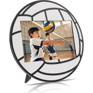 Volleyball Picture Frame 5x7 Sport Themed Wooden Photo Frame Volleyball Tabletop Picture Frame for Home Table Display Party Decorations Birthday Gifts for Men Coach Teams