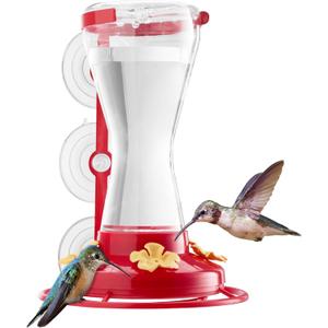 Twinkle Star Window Hummingbird Feeder Suction Cup, Window Mount, 20fl.oz, 4 Feeding Ports, Hummingbird feeders for Outdoors Hanging with S Hook, Best Gift, Garden Decor, incl.S Hook