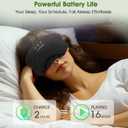 Sleep Mask with Headphones Bluetooth 5.4, LC-dolida Wireless Music Eye Mask for Sleeping Headphones with Soft Bamboo Cotton Cooling Breathable,Ultra-Thin Stereo Speaker for Side Sleepers-Ink
