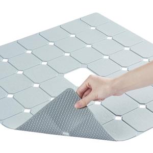 Shower Mat Non Slip Silicone Soft Odorless Bathtub Mat Non Slip No Suction Cups for Refinished,Reglazed and Textured Bath Tub Mat 24 X 24 Inch Grey