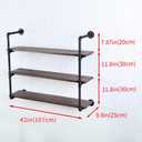 Industrial Pipe Shelving Wall Mounted,42in Rustic Metal Floating Shelves,Steampunk Real Wood Book Shelves,Wall Shelf Unit Bookshelf Hanging Wall Shelves,Farmhouse Kitchen Bar Shelving(3 Tier)