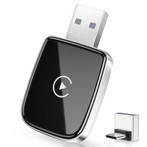 Gatatol Mini Wireless CarPlay Adapter for Apple iPhone, Convert Wired CarPlay to Wireless, Stable Control & No Delay Latency with USB-A to USB-C Adapter, Black+Silver