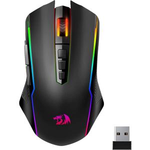 Redragon Wireless Gaming Mouse, Tri-Mode 2.4G/USB-C/Bluetooth Mouse Gaming, 12000 DPI, RGB Backlit, Fully Programmable, Rechargeable Wireless Computer Mouse for Laptop PC Mac, Black