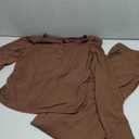 Trendy Queen Women's 2 Piece Matching Lounge Sets Long Sleeve Henley Neck Slightly Crop Top Wide Leg Pants Casual Sweat Suit (X-Large, Coffee)