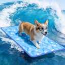 Dog Cooling Mat, Large Cooling Dog Bed Mat for Indoor & Outdoor, Q-Max>0.5, Machine Washable Non-Toxic Portable Pet Cooling Pad for Kennel, Crate, Car - L(36" x 27") - Blue