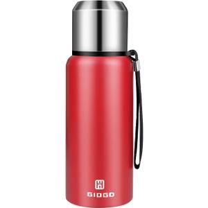 Insulated vacuum Thermo Bottle 500ml/16.9oz with cup Stainless steel coffee bottles for hot and cold drink water flask.(Red,500ml)