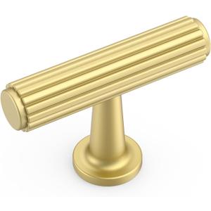 Amerdeco 10 Pack Brushed Gold Cabinet Knobs 1.3 Inch(32mm) Single Hole Zinc Solid Kitchen Cabinet Handles Round Cabinet Drawer Pulls