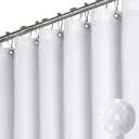 Dynamene Extra Long Shower Curtain,96 Inch Long Waffle Weave Heavy Duty Thick Fabric Bathroom Shower Curtain, Neutral Weighted Hotel Bath Curtain Set with 12 Plastic Hooks,72x96, White