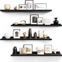 LaVie Home 35.4-Inch Black Floating Shelves for Wall Storage Set of 4 - Modern Minimalist Picture Ledge Shelf Wall Decor for Kitchen, Bedroom, Bathroom, and Living Room, Large Floating Shelves
