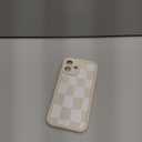 KANGHAR Compatible with iPhone 16 Plus Case, Silicone Checkered Cute Pattern, Camera Protection Soft Slim Shockproof Edge Phone Case for Girls Women -White