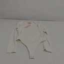 QINSEN Women's Sexy Square Neck Bodysuit Long Sleeve Double Lined Shirt Tops (Large, White)