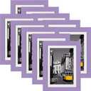 eletecpro 5x7 Picture Frames Set of 10, Picture Frame Collage Wall Decor Display 4x6 Photo with Mat or 5x7 without Mat, Home Decor Gallery Frame for Table Top or Wall Mounting, Purple