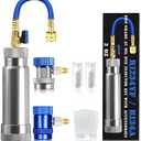 R1234YF & R134A AC Oil Dye Injector Kit with 2 Snap Quick Couplers 2 Oil Checkers 2oz Measuring Cup