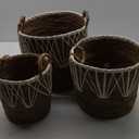 Set of 3 Rattan Planter Basket Plastic Liner Home Indoor Plant Baskets for Succulents Decorative 