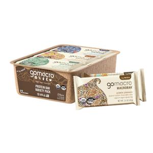 GoMacro MacroBar Organic Vegan Protein Bars - Protein Variety Pack (2.3-2.4 Ounce Bars, 12 Count) (EXP 04/25/27)