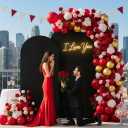 Black Arch Backdrop Cover Set of 2  6FT & 7.2FT Stretch Spandex Arch Covers for Wedding Party Birthday Event Decoration  Wrinkle-Free Fitted Arch Background for Round Top Arch Stand