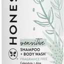 The Honest Company 2-in-1 Cleansing Shampoo and Body Wash for Sensitive Skin, Gentle Tear-Free, Hypoallergenic with Naturally Derived Ingredients, Fragrance-Free, 18 fl oz