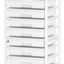 Rolling Cart with Drawers,10 Drawer Rolling Cart,Storage Cart with Wheels,Utility Cart with Drawers,Teacher Cart for Classroom Storage,Craft Cart with Wheels and Wooden Tabletop,White