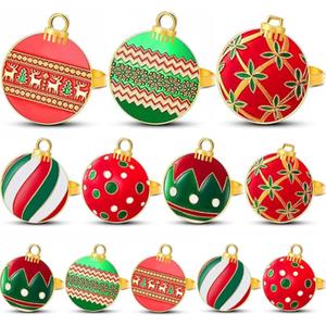 WILLBOND Christmas Ball Ornaments Napkin Rings Set of 12 Christmas Napkin Rings Holders for Table Decoration Accessories, Dinner Parties, Weddings, Thanksgiving(Classic Style,Red, Green, White)
