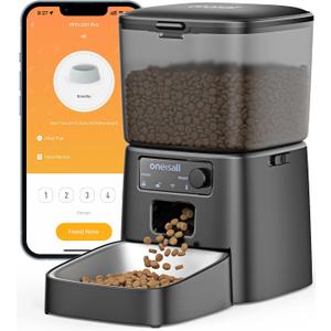 oneisall Automatic Cat Feeder, WiFi Cat Food Dispenser with App Control, Auto Cats Feeder Automatic for Dry Food, Smart Pet Food Dispenser with Portion Control for Small Pets Indoor