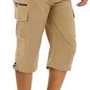 TACVASEN Men's Capri Pants Quick Dry Cargo Hiking Water Resistant Work Summer Long Shorts Below Knee 36