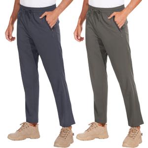 NATUVENIX Hiking Pants Men 2 Pack, Lightweight Mens Workout Pants Stretch Running Travel Pants for Men Quick Dry Sweatpants 34" W x 30" L