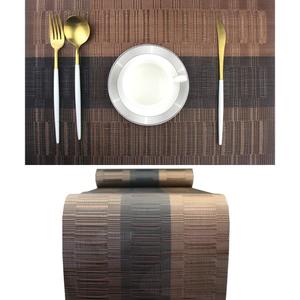 PIGCHCY Elegant Placemats with Matching Table Runner,Washable Durable Plastic Placemats for Dining Table Sets(6pcs Placemats+1pcs Table Runner, Brown)