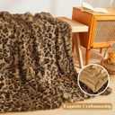 XeGe Luxury Faux Fur Leopard Print Blanket, Soft Cheetah Patterned Fluffy Bed Blanket, Shaggy Plush Decorative Couch Throw, Cute Furry Animal Print Fuzzy Throw for Sofa Bed Couch, Brown, 60x90