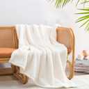 Ultra Soft Cozy Sherpa Throw Blanket, Solid Antique White Light Weight Warm Decorative Boho Style Plush Throw Blanket Cover for Sofa, Couch, Bedroom,Travel, Pattern Reversible, 50x60