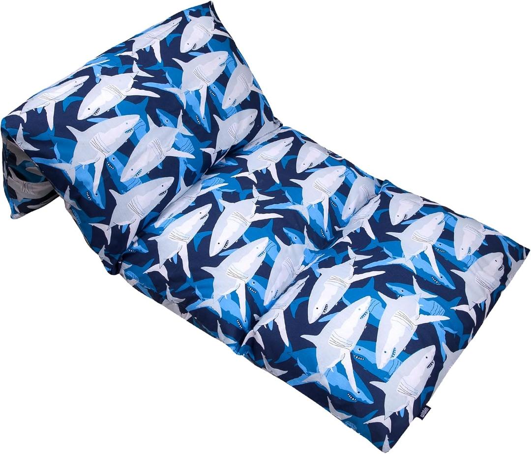 Wildkin Kids Floor Lounger  Pillow Lounger, Travel-Friendly, Ideal for Sleepovers, Fits Standard Pillows - Sharks