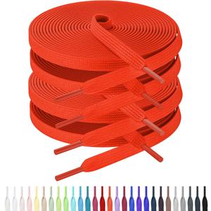 2 Pairs Flat Shoe Laces for Sneakers, 5/16" Wide Shoelaces for Sneakers in 27 Colors, Multiple Lengths for People
