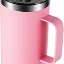 KXIAOCHEN 20oz Insulated Coffee Mug with Lid, Stainless Steel Coffee Cup, Double Wall Vacuum Coffee Tumbler with Handle, Premium Thermal Travel Coffee Mug (Pink)