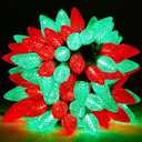 C9 Led Christmas Lights Outdoor Christmas Decorations Commerical Grade 50Led 33ft Christmas Tree Lights Set for Indoor Outdoor Wedding, Holiday, Party, Home Christmas Decorations(Red and Green)