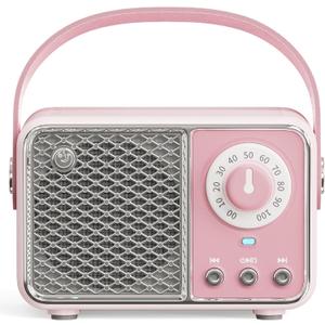 Retro Bluetooth Speaker, Vintage Decor, Portable Small Wireless Radio Bluetooth Speaker, Cute Aesthetic Style for Office Kitchen Desk Bedroom Outdoor Support TF Card/AUX (Pink)