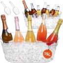 2 PCS Ice Buckets for Parties, 15L Large Ice Bucket, 4 Gallon Champagne Bucket with Scoops, Beverage Tub Mimosa Bar Supplies for Champagne, Beer, Cocktail