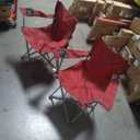 2 x Ozark Trail Quad Folding Camp Chair with Cup Holder, Red