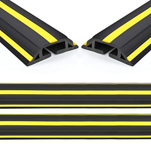 Eapele 10 ft Floor Cable Cover Protector, Heavy Duty PVC Duct Easy to Unroll, Prevent Trip Hazard for Outdoor Settings (2pcs)