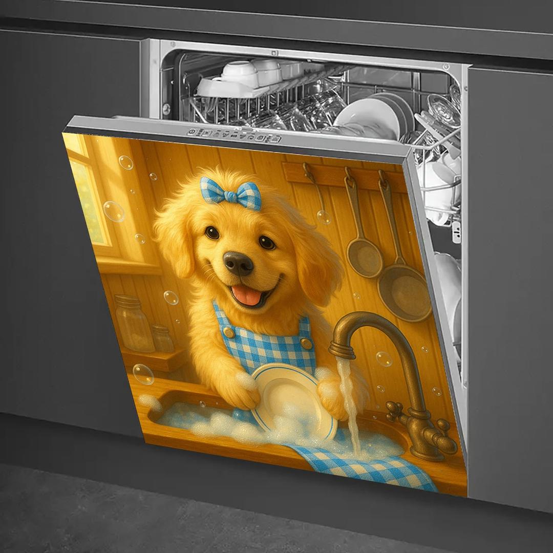 HOMETITUTE Dishwasher Magnet Cover 23x26 Inch Golden Retriever Pattern