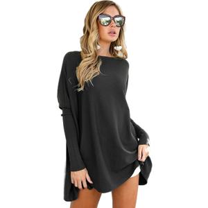 LIYOHON Oversized T Shirts for Women Tunic Tops to Wear with Leggings Long Sleeve Fall Sweaters Dressy Tops (Black, XL)