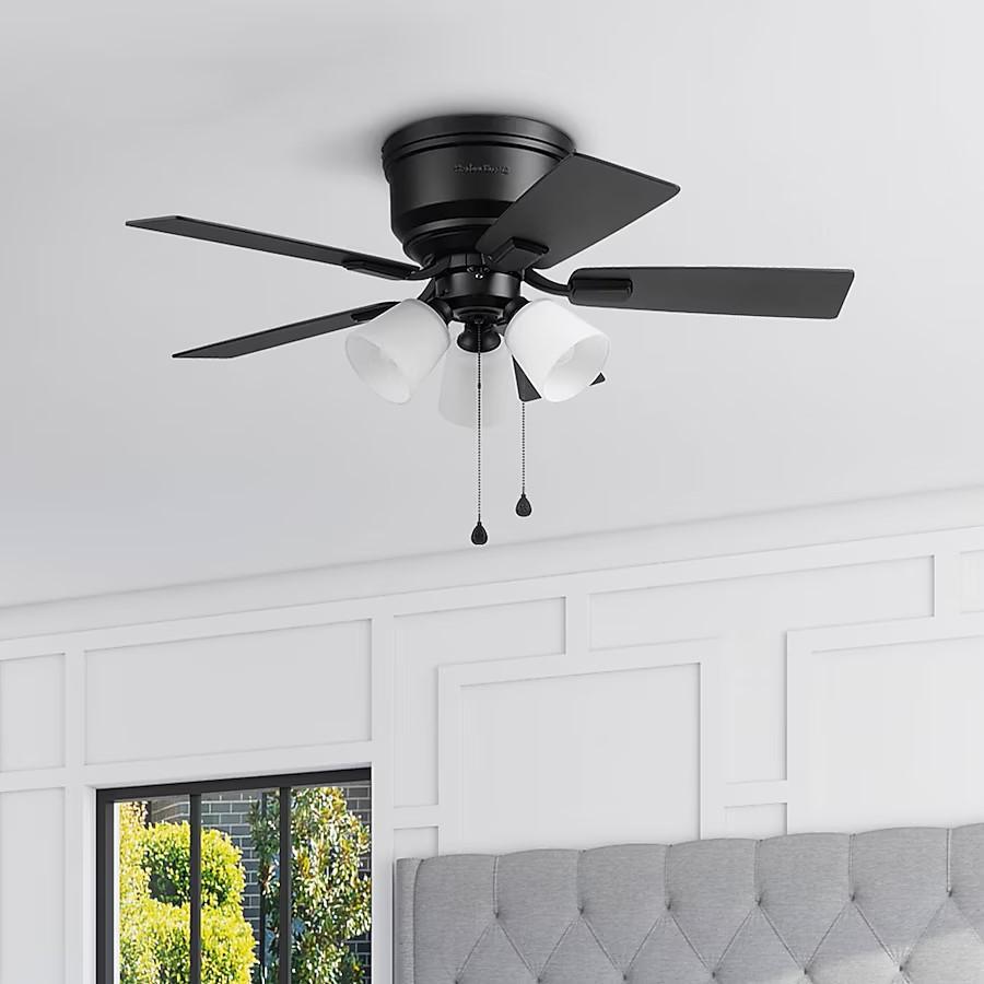 Fanbulous 42 Inch Ceiling Fans with Lights and Remote,Outdoor Indoor Modern Flush Mount Ceiling Fan with 3CCT 6Speed Quiet DC Motor,Black Small Low Profile Ceiling Fan for Bedroom Living Room Office