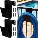 2 Pcs Jumbo Pool Vacuum Hose Hanger 7.7x5x5.5inch Heavy Duty Metal Hose Fence Holder Black Garden Hook for Outside Swimming Pool Skimmer Garden Tools Storage Organizer Accessories