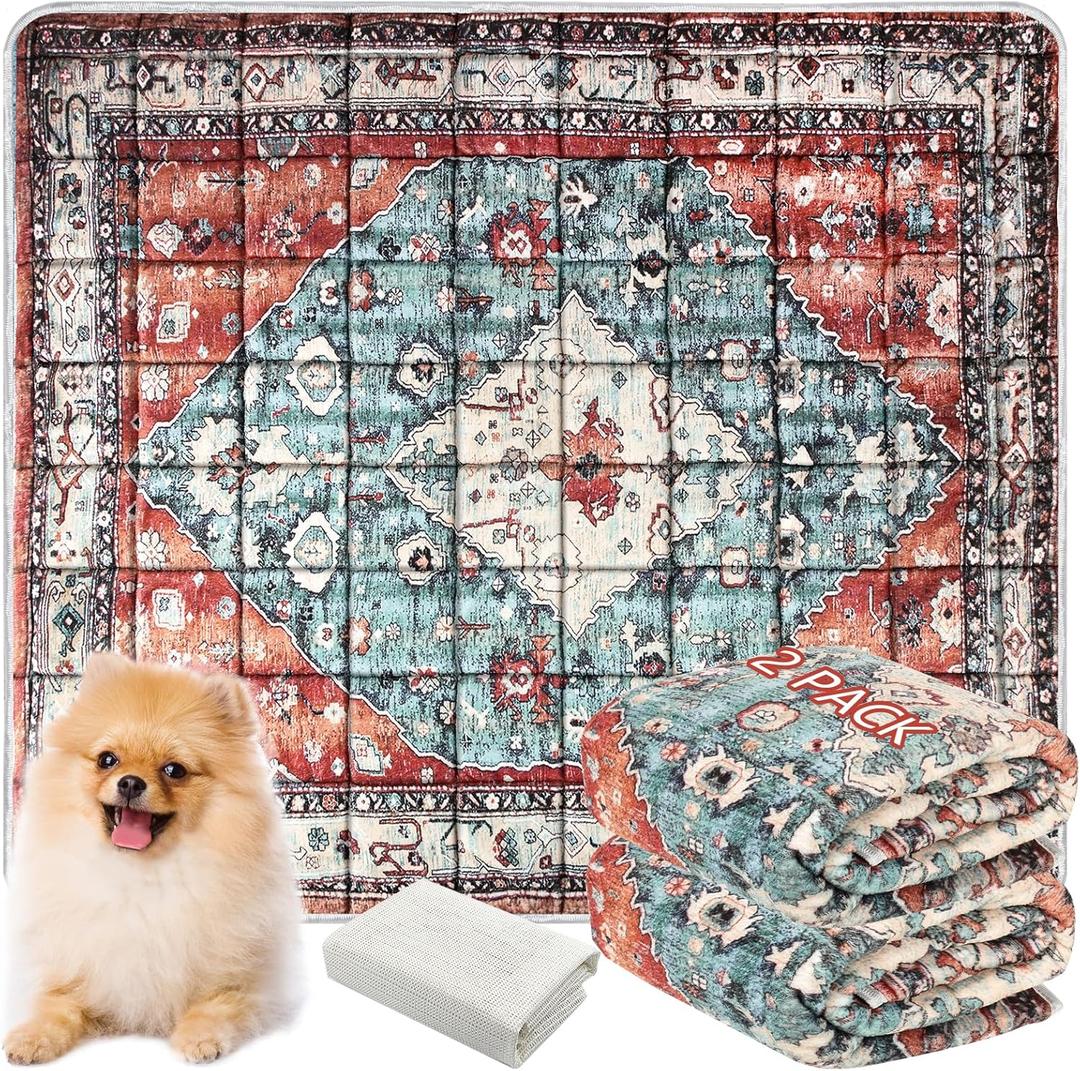 Washable Thickened Pee Pads for Dogs, 2 Pack (36"x42") Upgrade Reusable Puppy Pads with Non-Slip Rug, Super Absorbent Leakproof Puppy Training & Whelping Pads for Dogs, Doggie (36" x 42" (2 Pack, Thickened), Red-2)